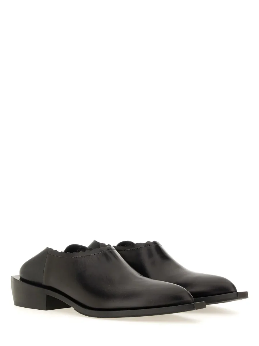 Cuban Heel Leather Loafer by Moschino