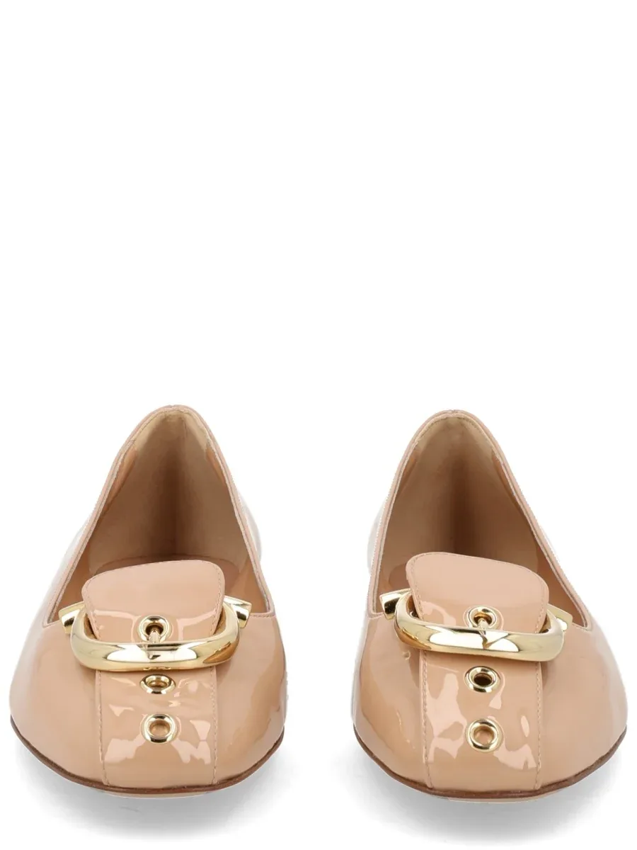 Gancini-Embellished Calf Leather Ballet Flat by Ferragamo