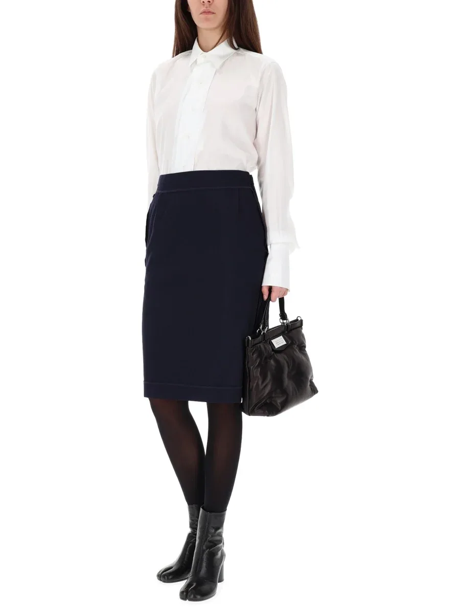 Zipper Detail Midi Skirt by Maison Margiela