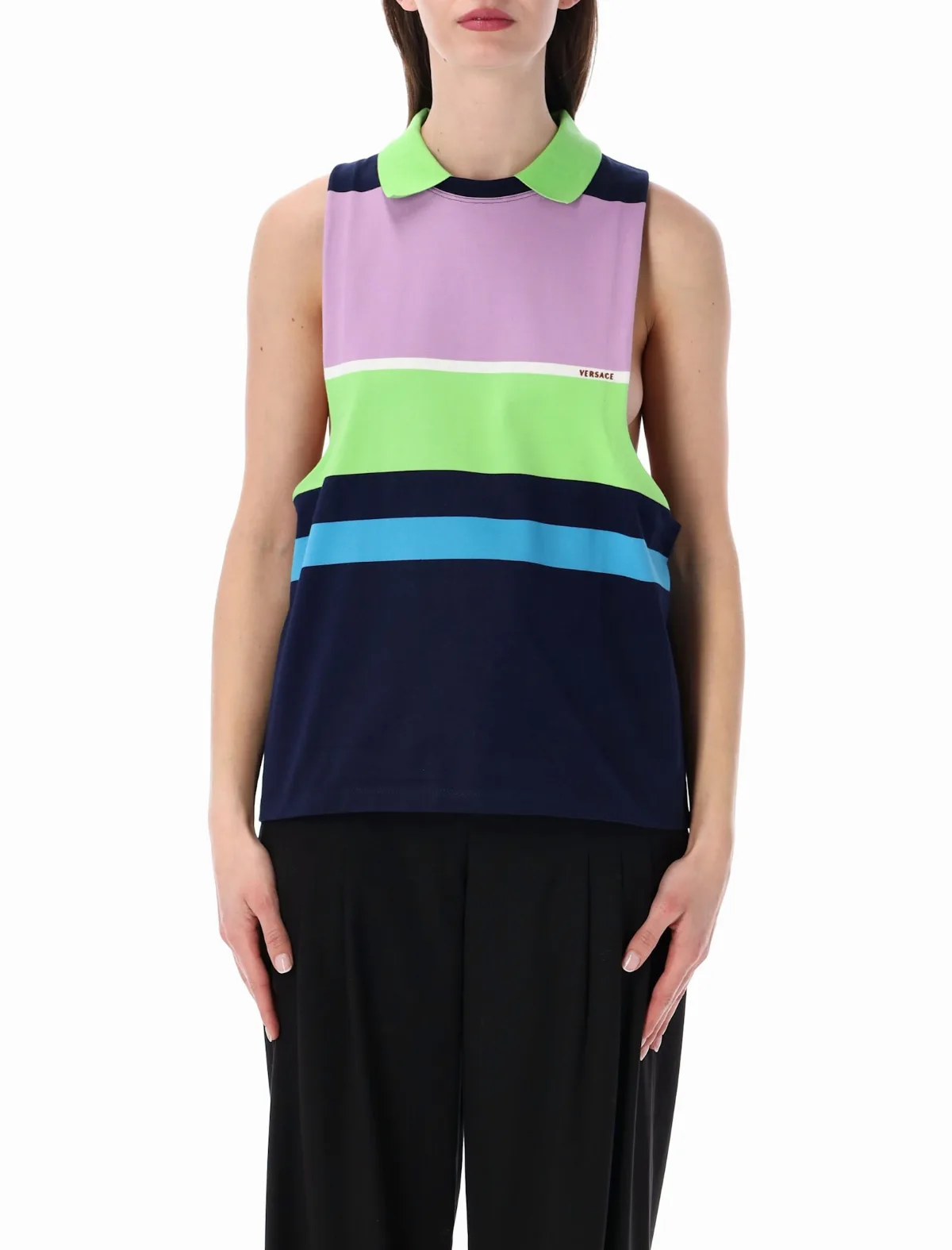 Striped Cotton Jersey Top by Versace