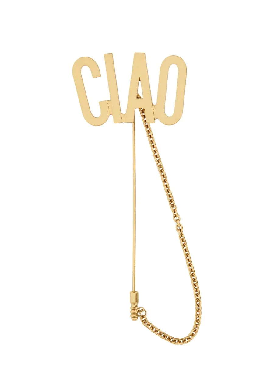 Hello Brass Tie Clip by Moschino