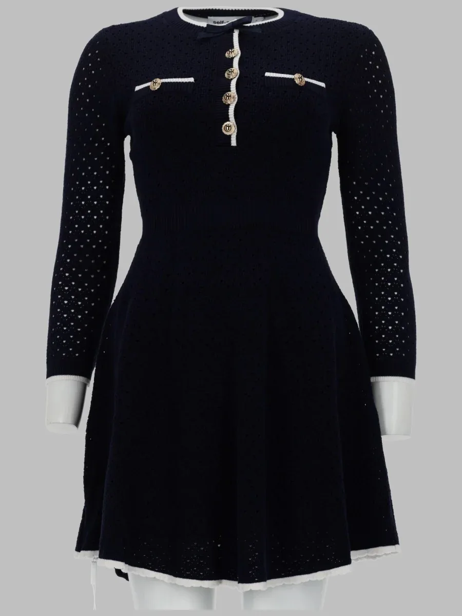 Knit with Bow Detail Mini Dress by Self-Portrait