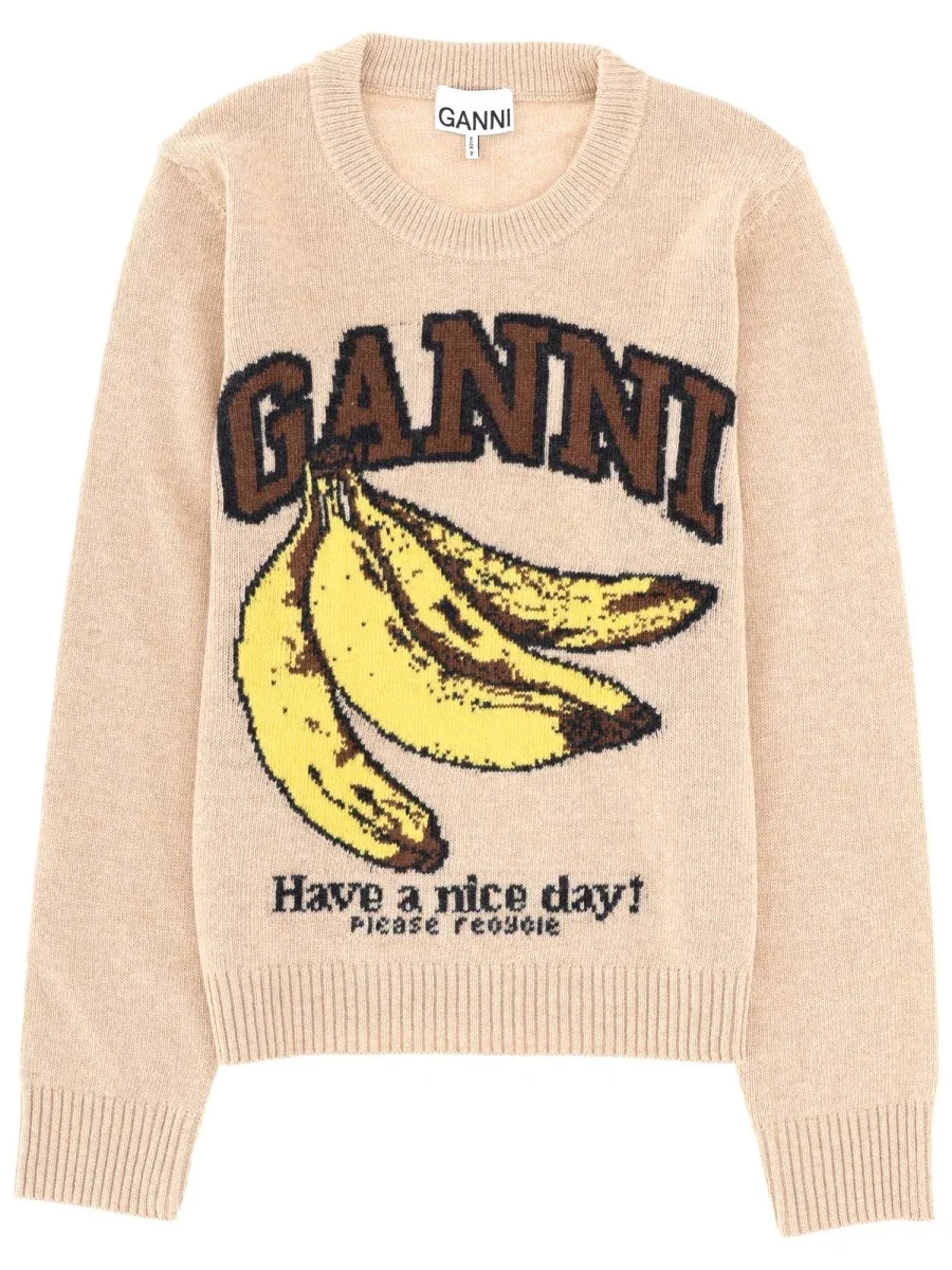 Wool Jersey Regular Fit Sweater by Ganni