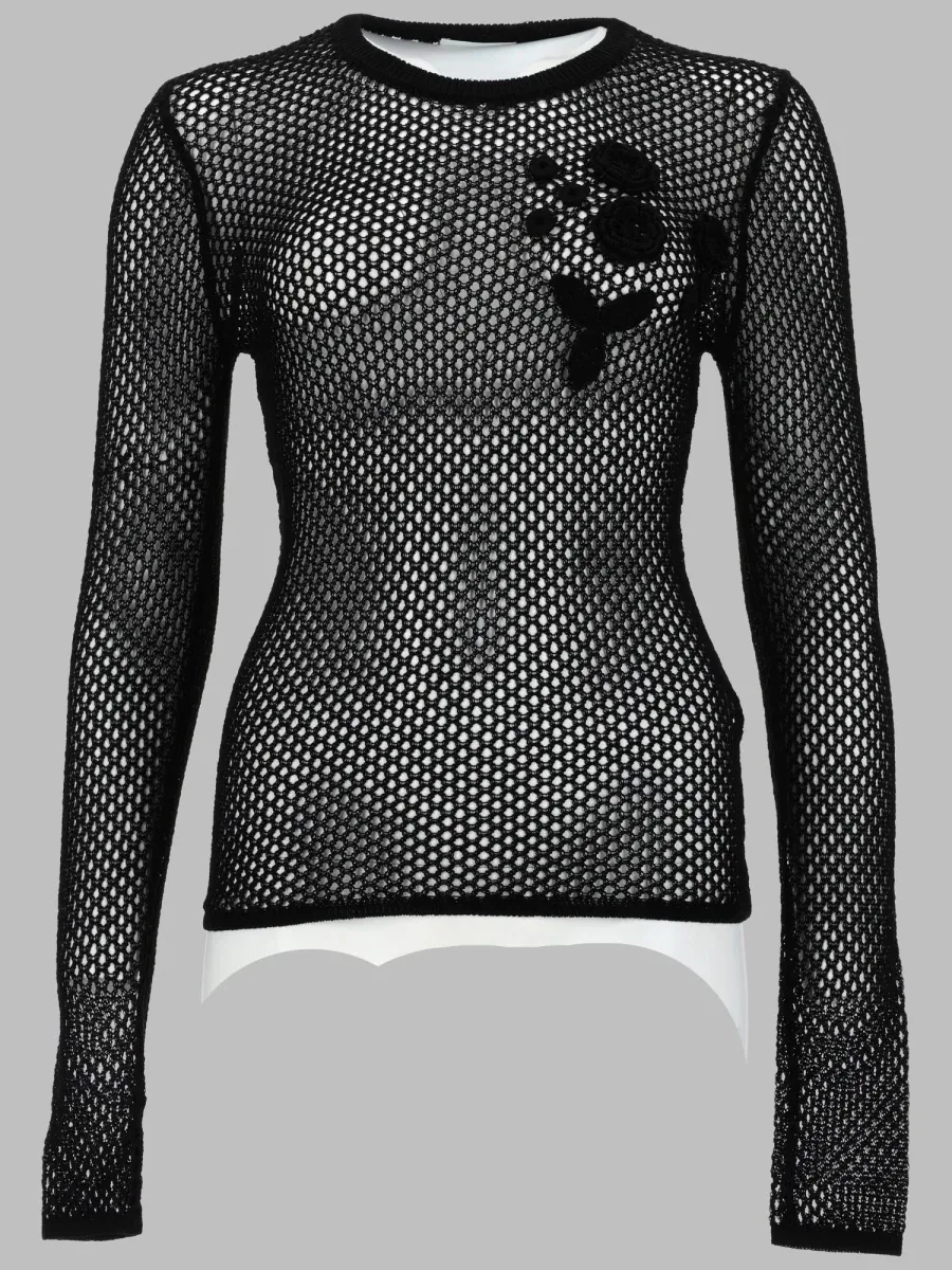 Mercerized Organic Cotton Mesh Tank Top by Ganni