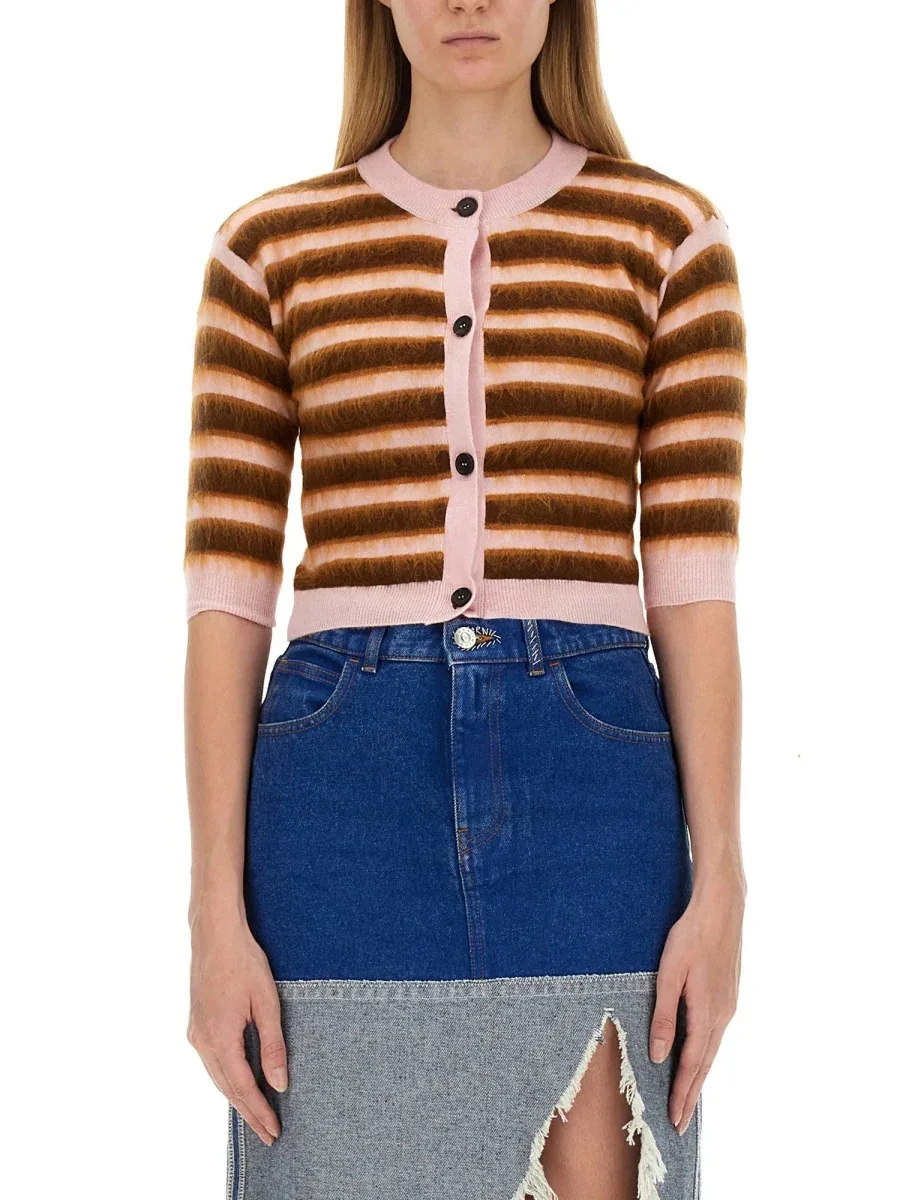 Striped Virgin Wool Knit Cardigan by Marni