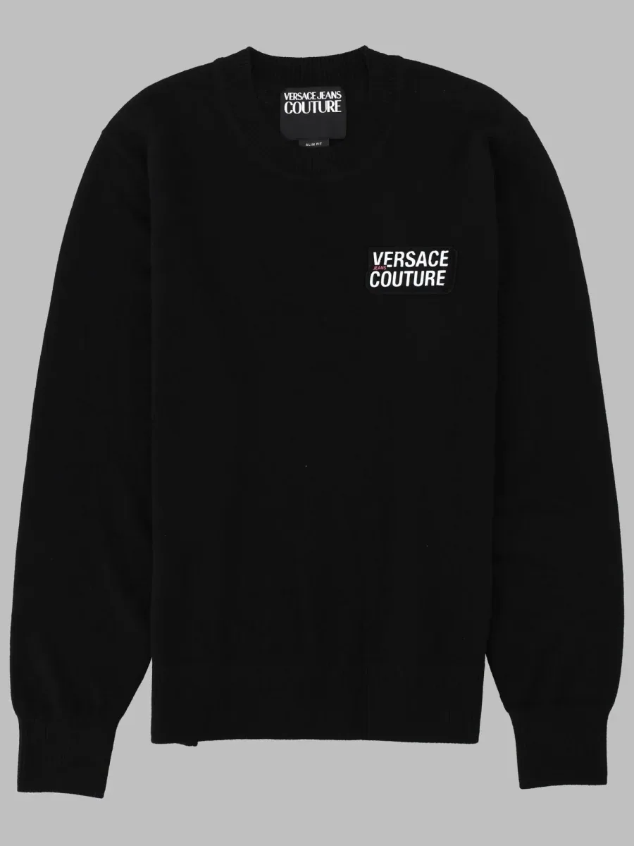 Logo Patch Wool Blend Sweater by Versace Jeans Couture