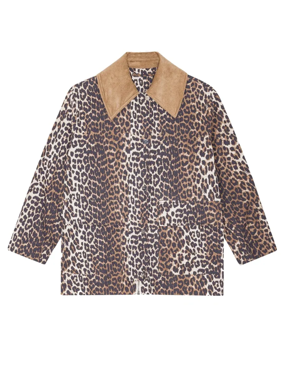 Leopard Print Hemp & Organic Cotton Jacket by Ganni
