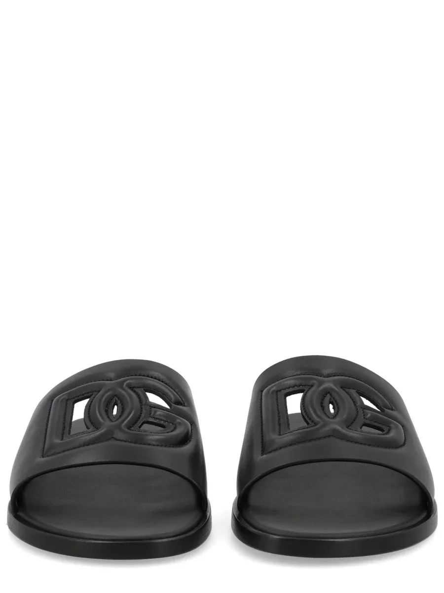 Leather Logo Slide by Dolce & Gabbana