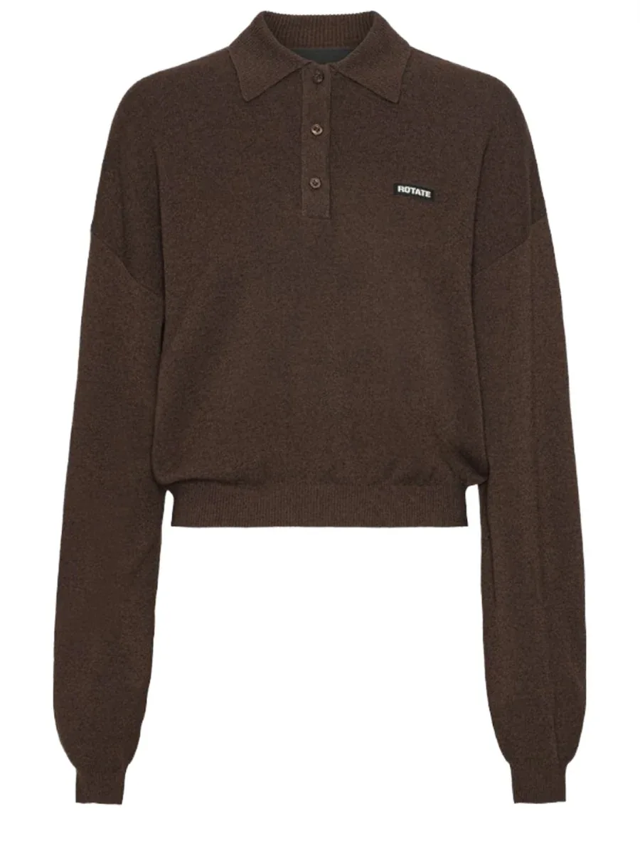 Cropped Logo Polo Shirt by Rotate Birger Christensen