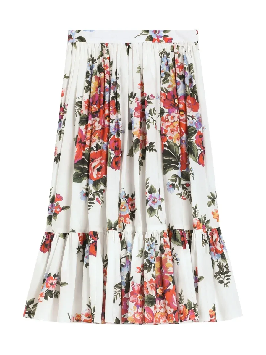 Floral Cotton Skirt by Dolce & Gabbana