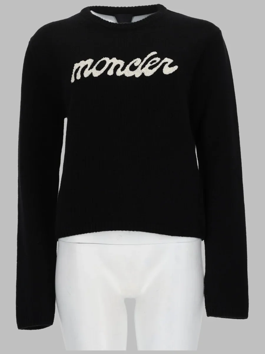 Wool-Cashmere Blend with Contrast Logo Sweater by Moncler