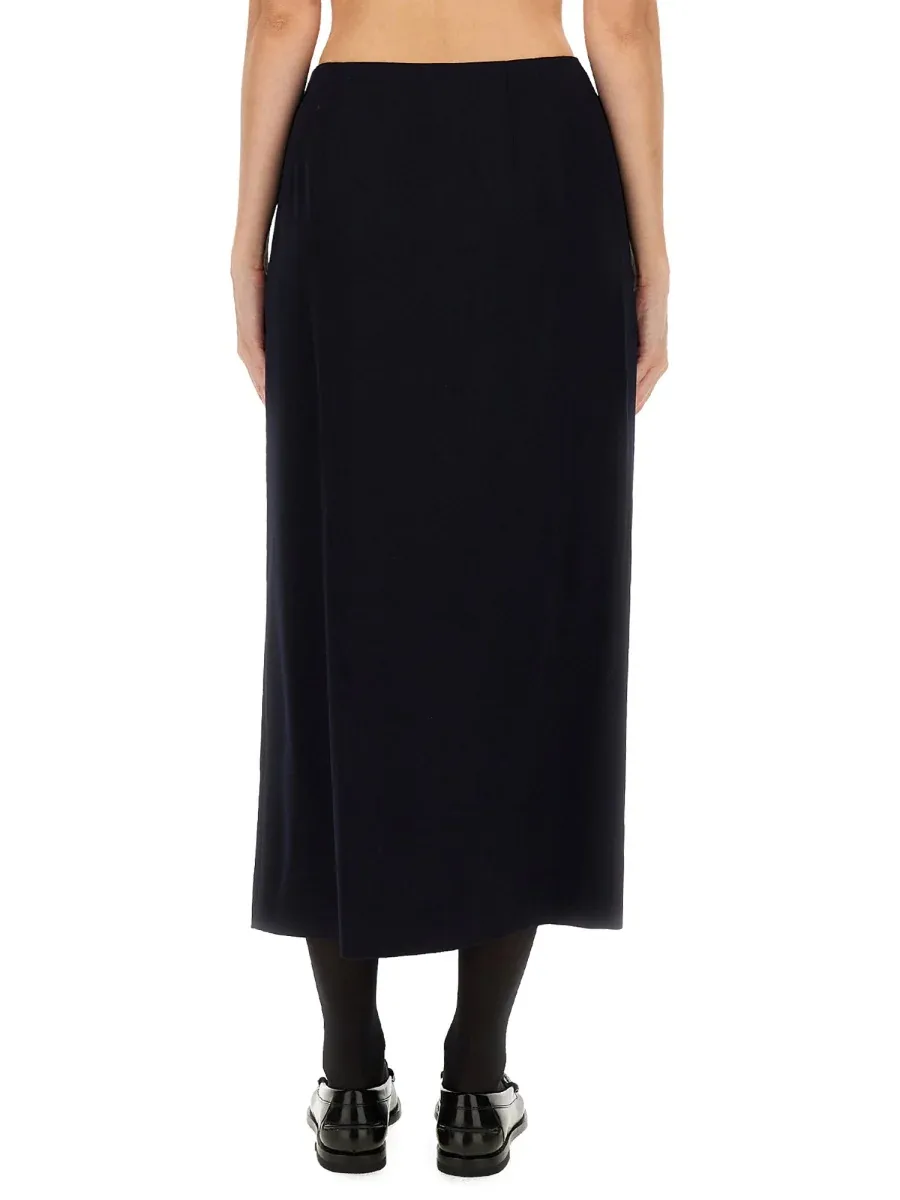 Toggle-Detail Wool Midi Skirt by Moschino