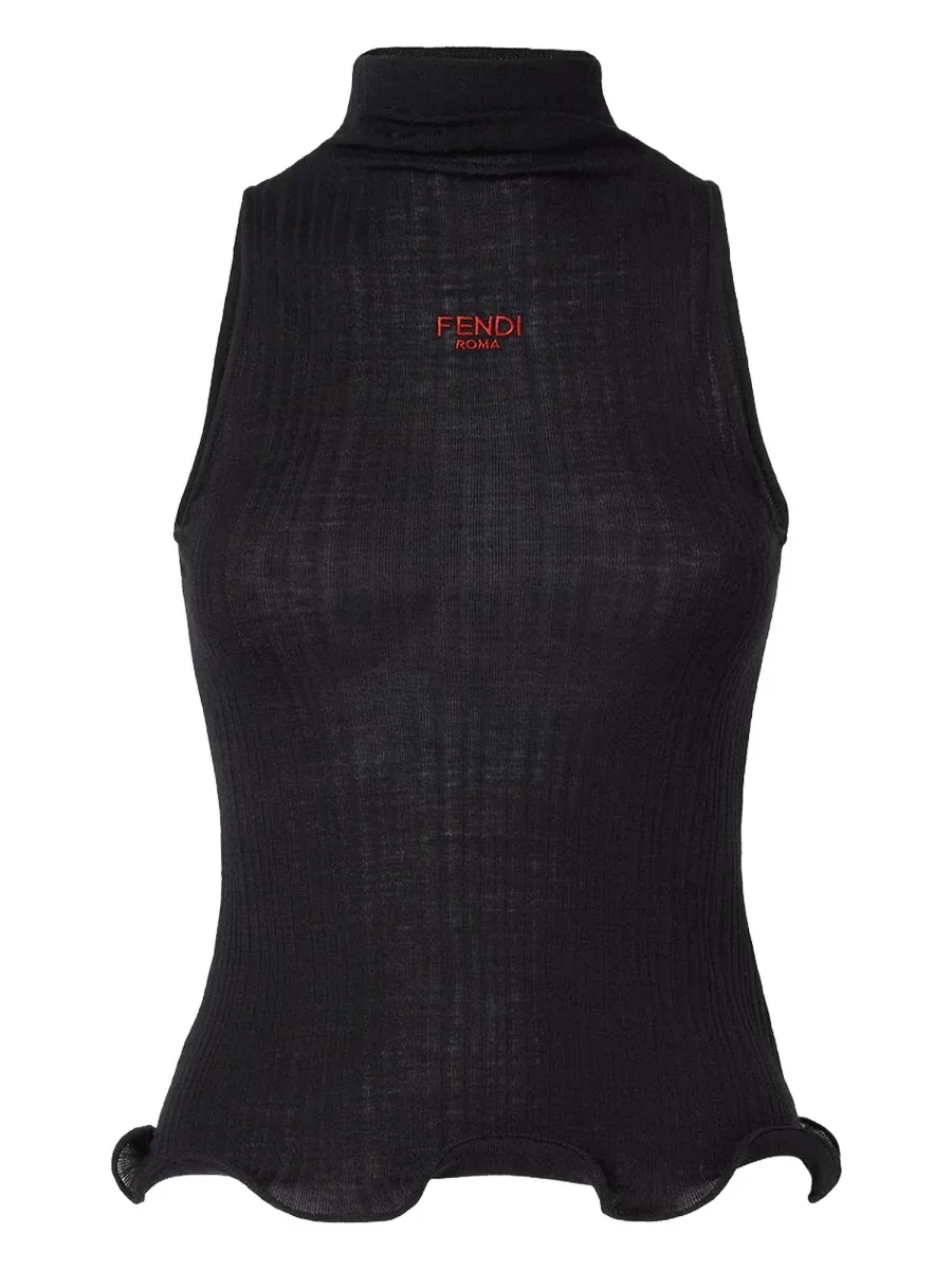 Virgin Wool Logo-Knit Sweater by Fendi