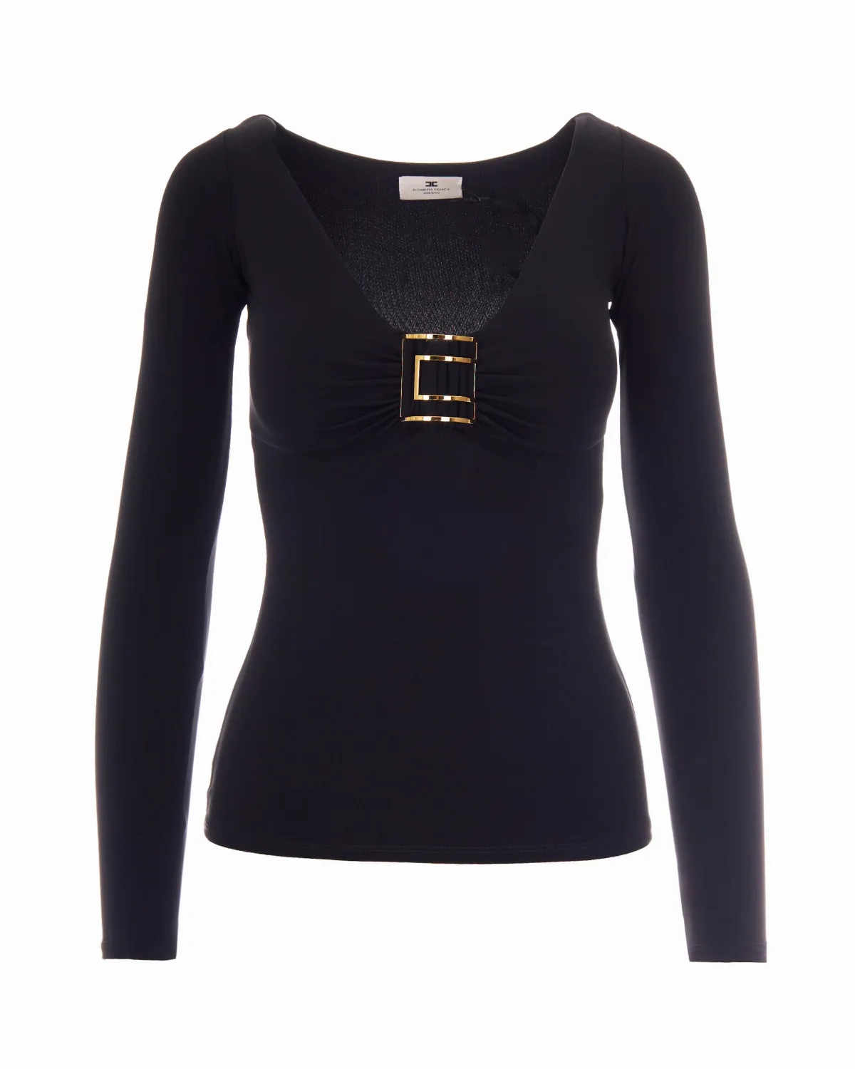 Gold-Plated Logo Embellished Blouse by Elisabetta Franchi