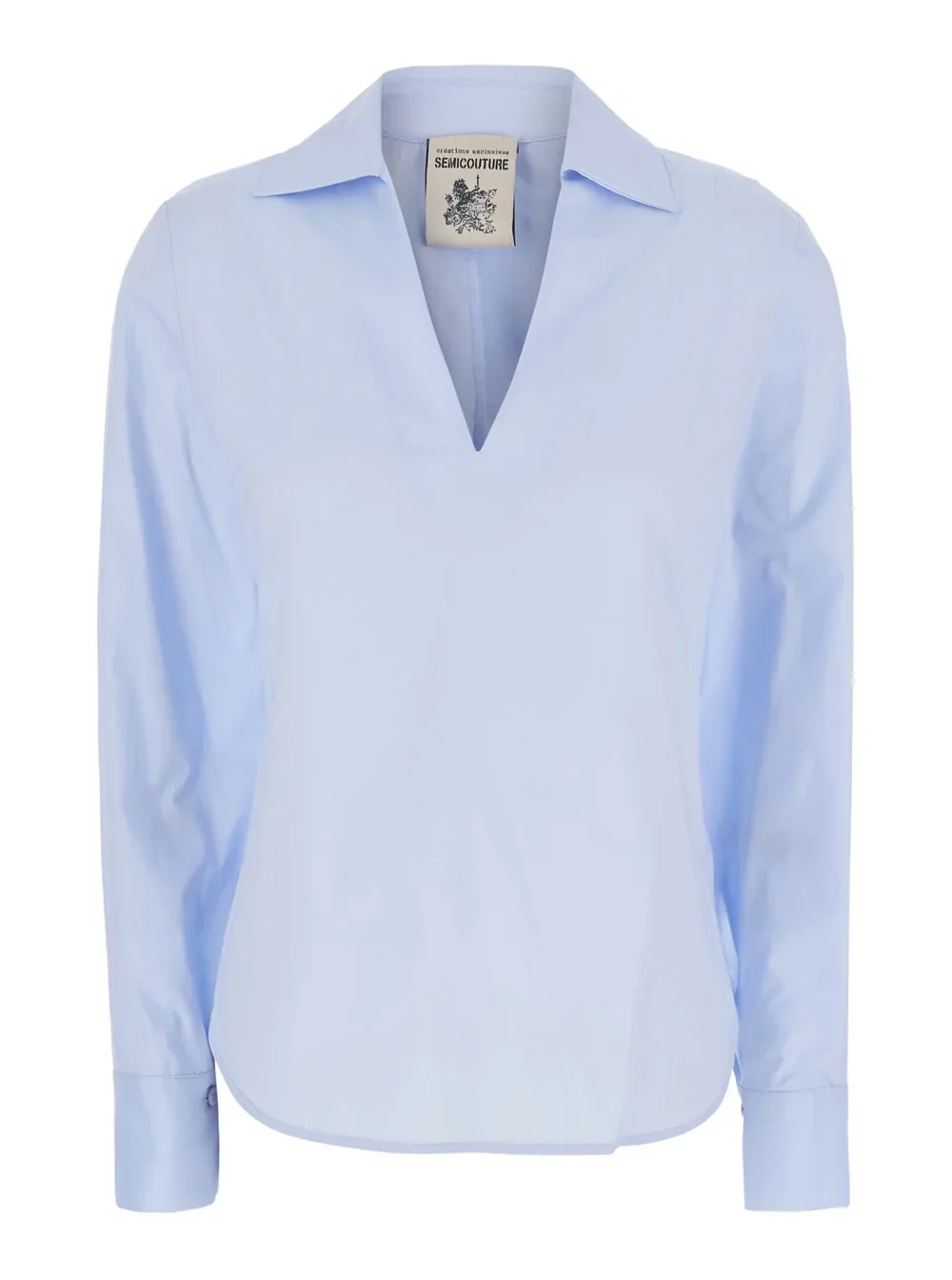 Cotton Pointed Collar Shirt by Semicouture