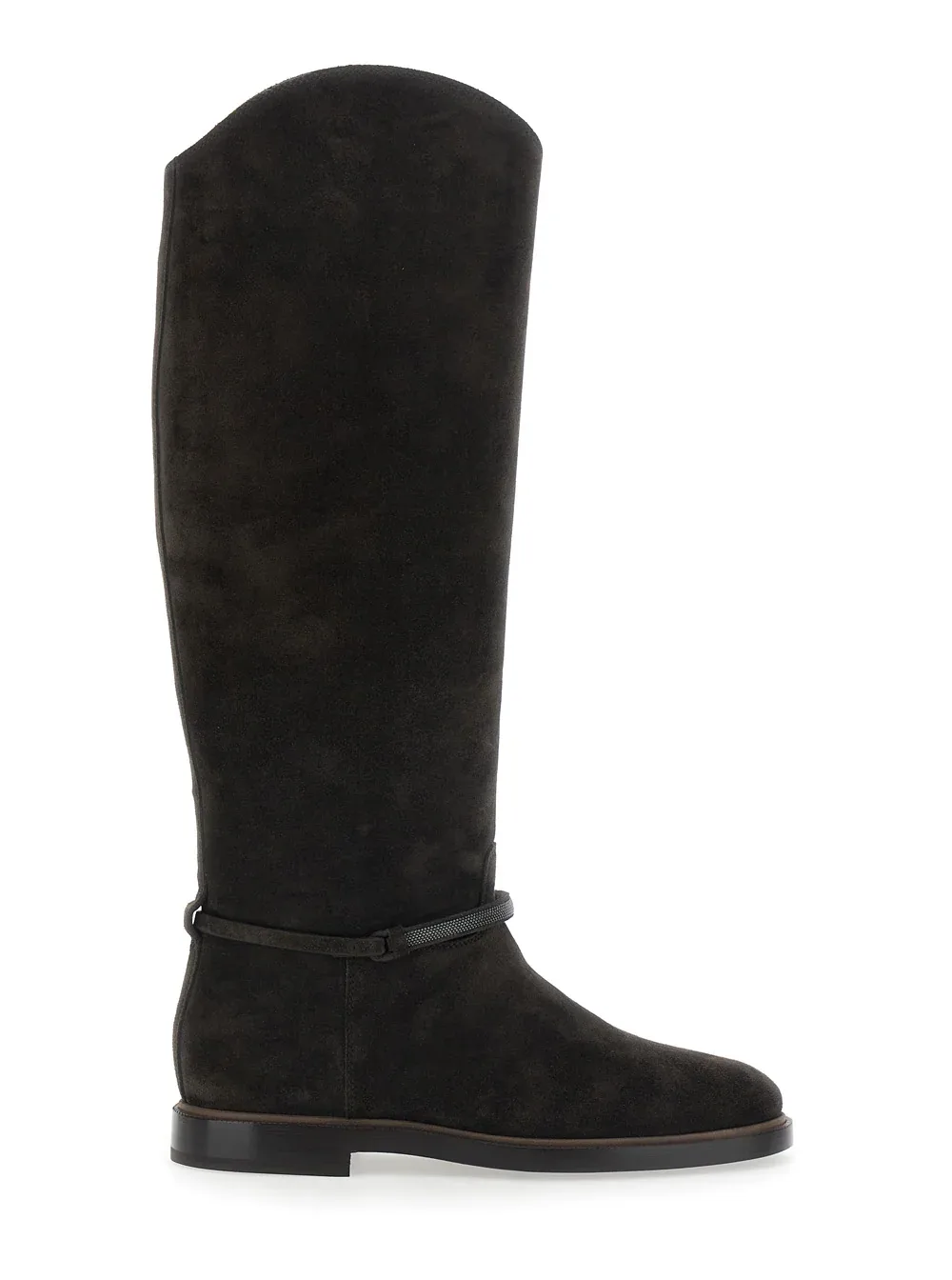 Suede with Monile Ankle Detail Boot by BRUNELLO CUCINELLI