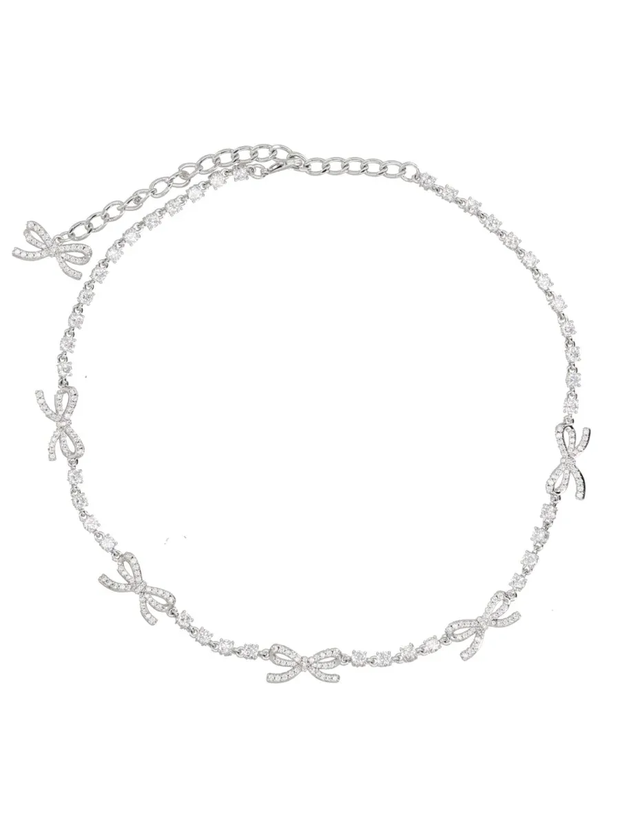 Crystal Bow Necklace by Self-Portrait