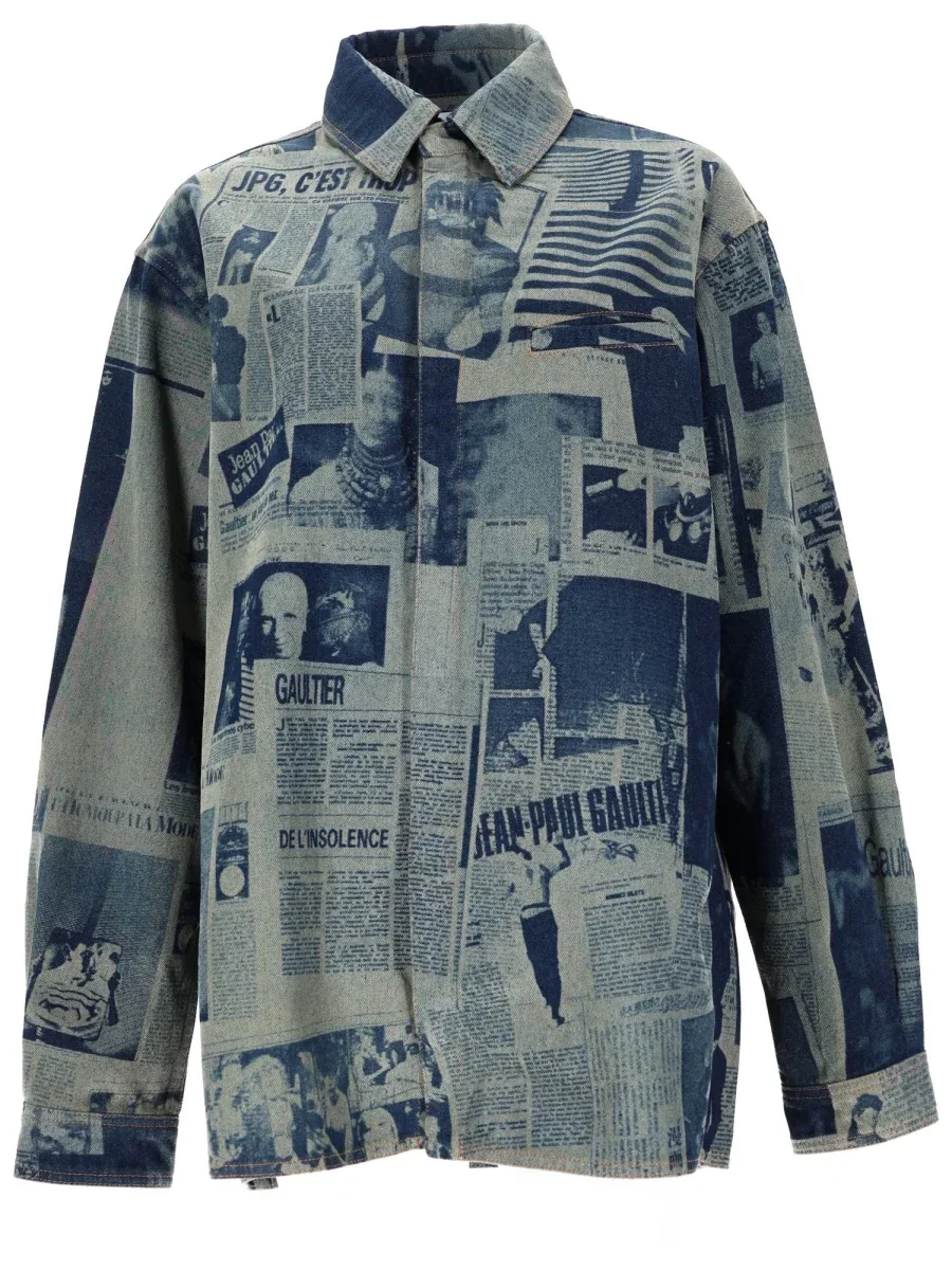 Newspaper Print Cotton Shirt by Jean Paul Gaultier