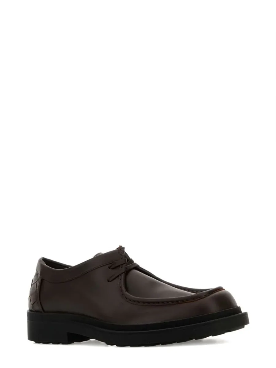 Calf Leather Lace-Up Flat by Bottega Veneta