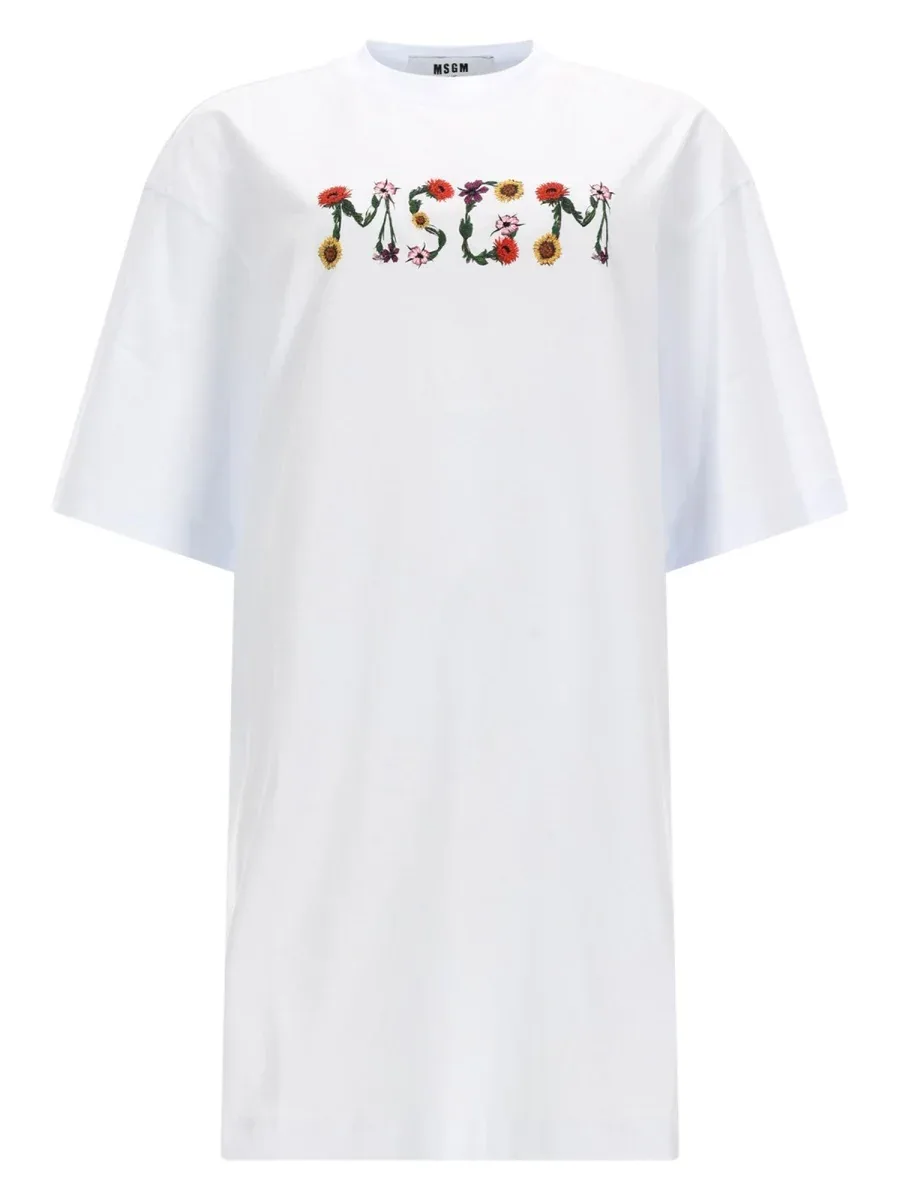 Logo-Embroidered Cotton T-Shirt Dress by MSGM