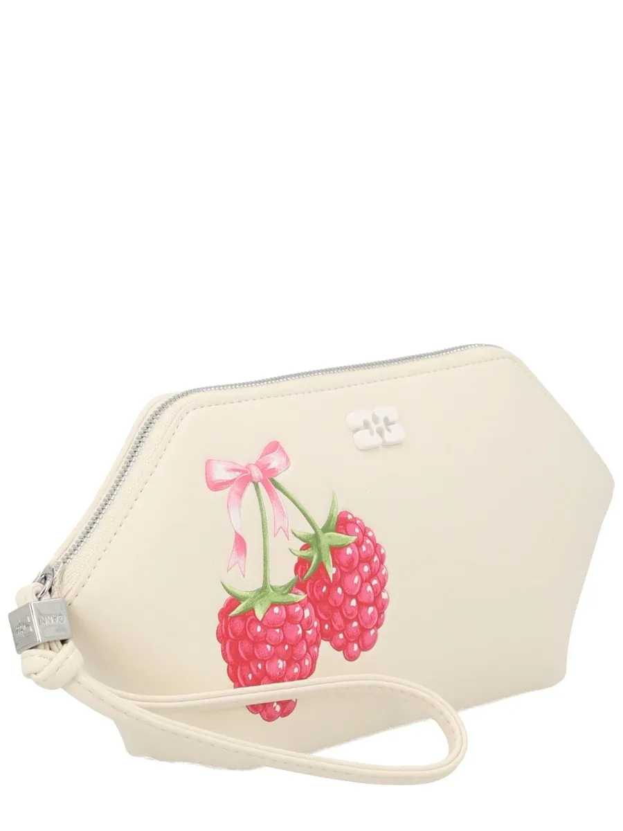 Raspberry Print Recycled Leather Clutch by Ganni