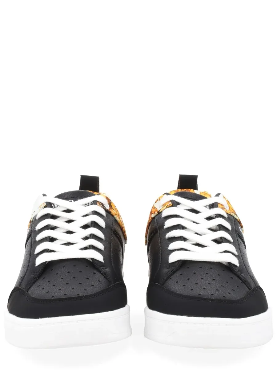 Weave Logo Leather Sneakers by Versace Jeans Couture