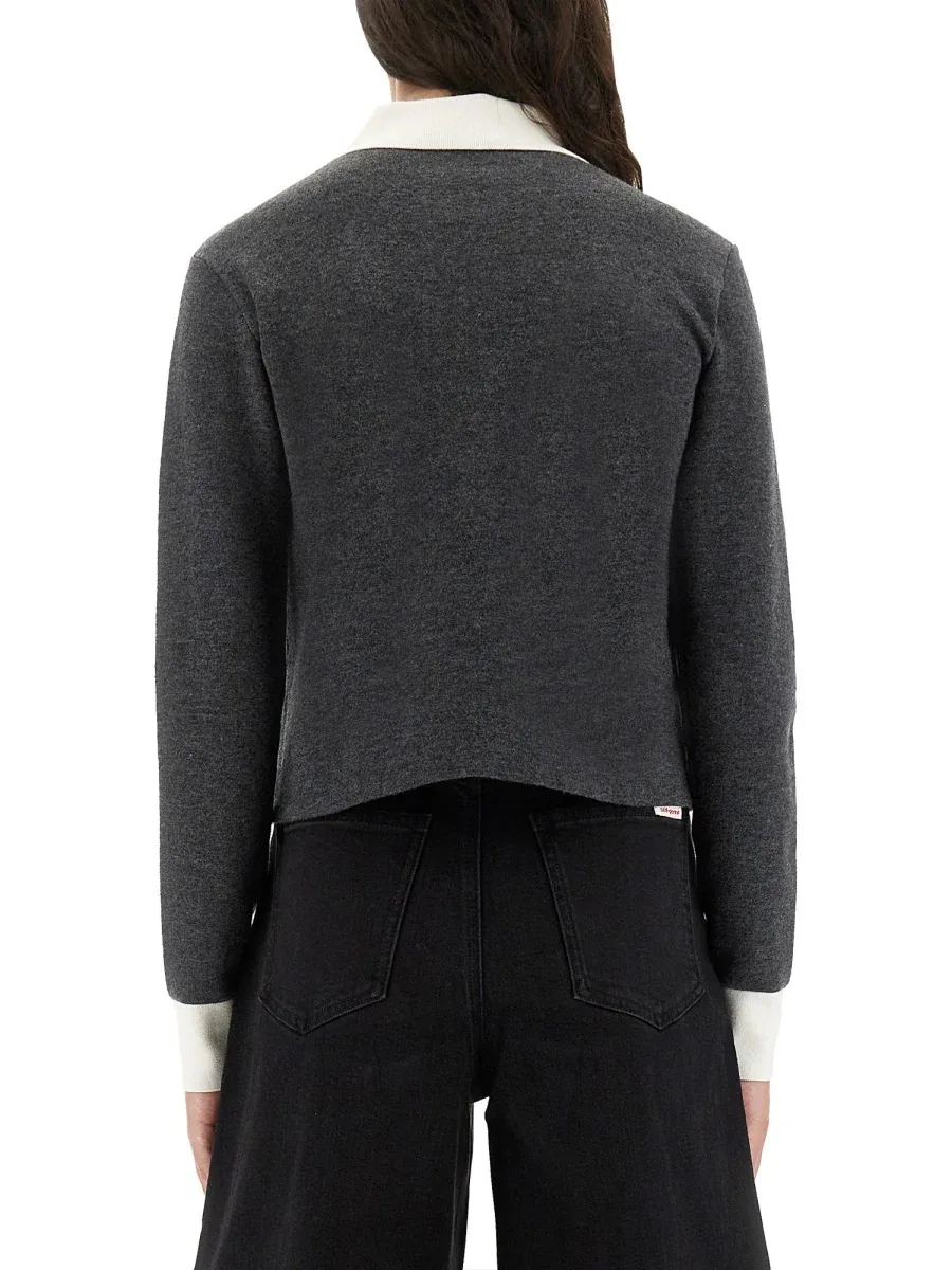 Wool Blend with Contrasting Collar Cardigan by Self-Portrait