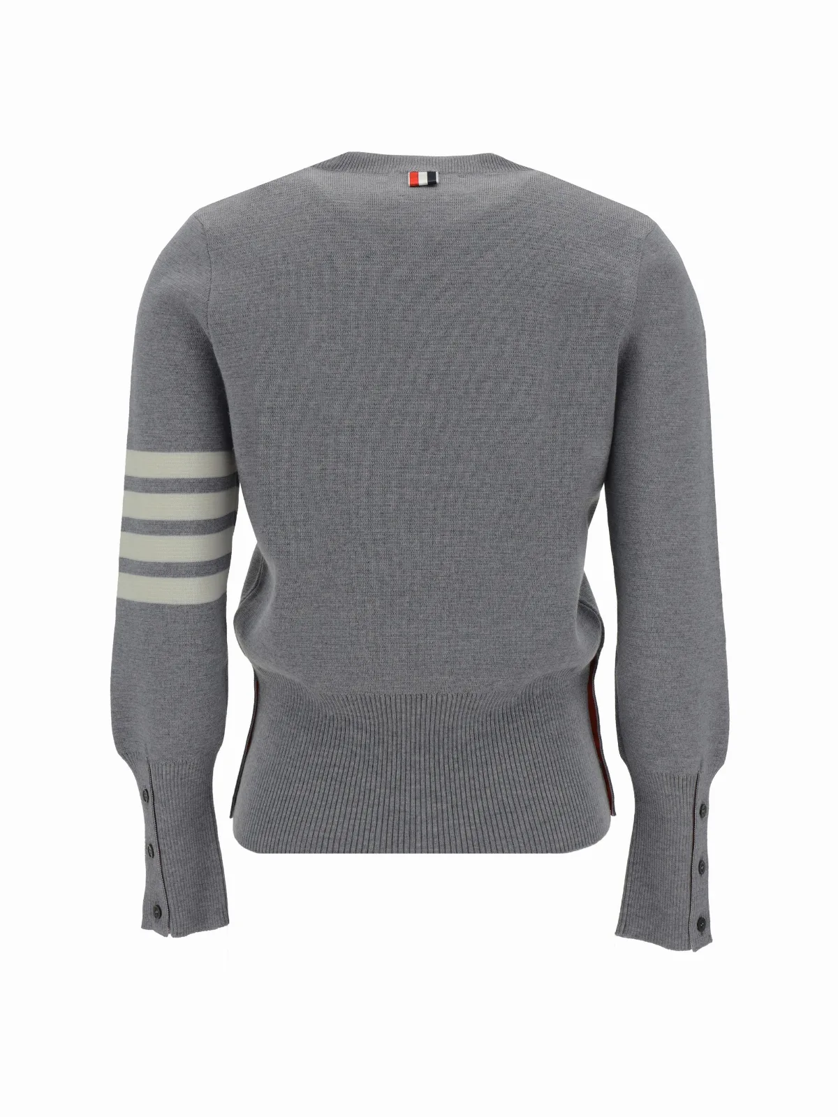 Virgin Wool with Signature Bands Sweater by Thom Browne