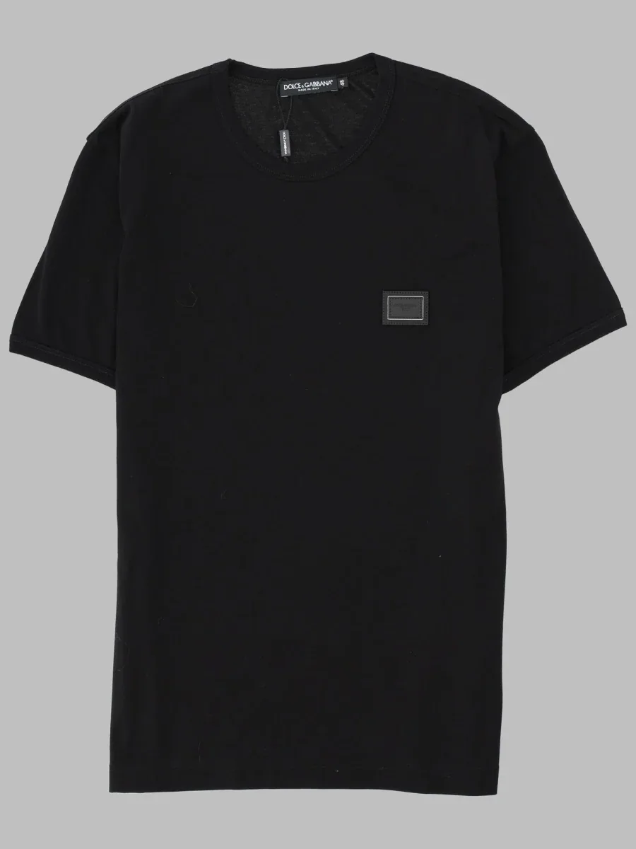 Metal Plaque Cotton T-Shirt by Dolce & Gabbana