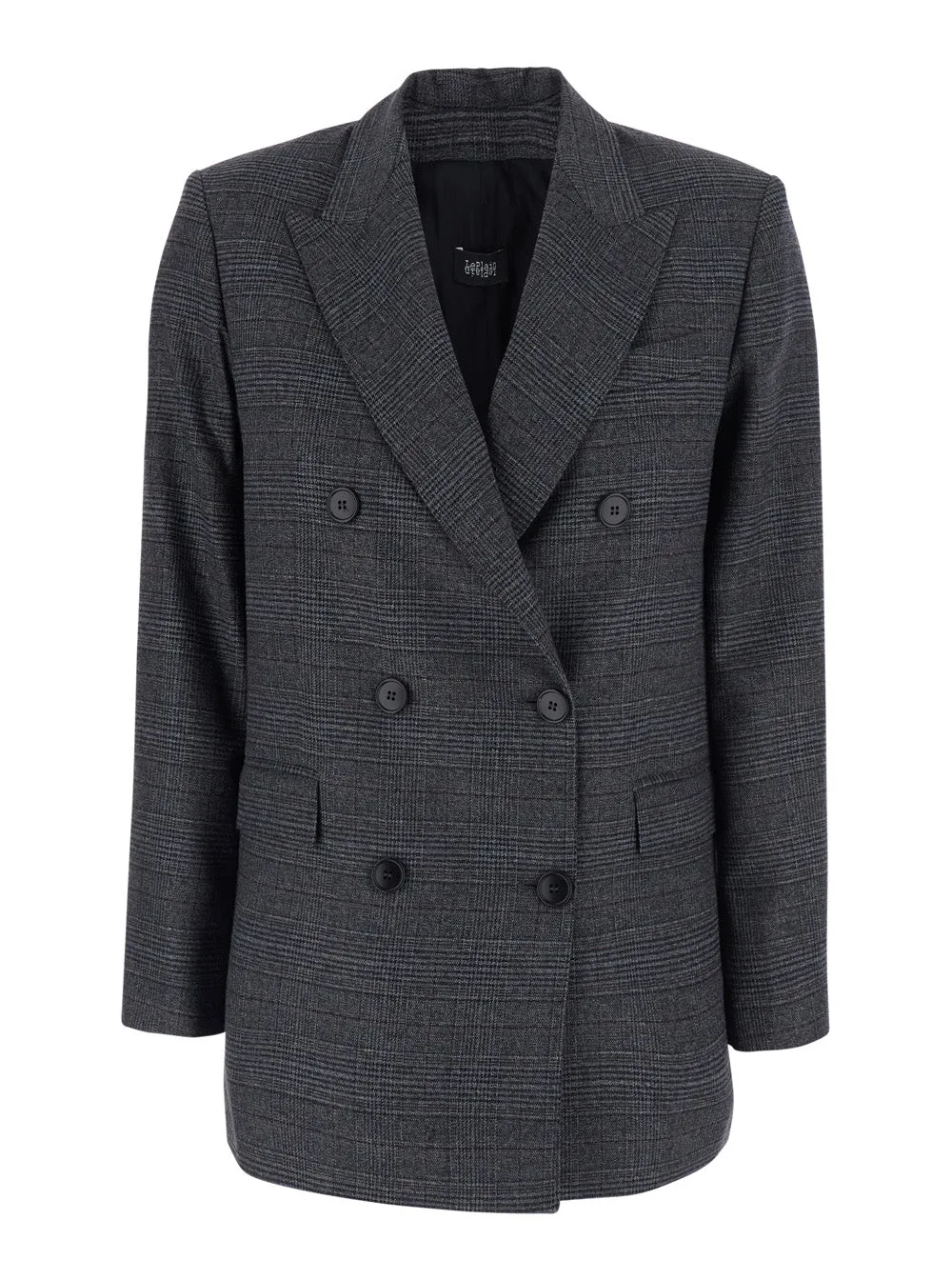 Check-Pattern Wool Blend Blazer