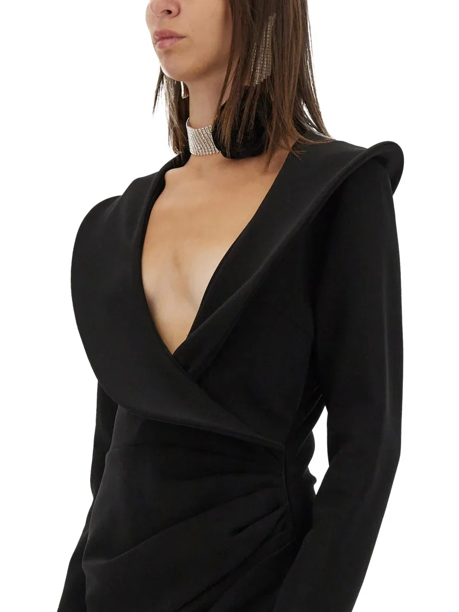 Sculptural Wool Mini Dress