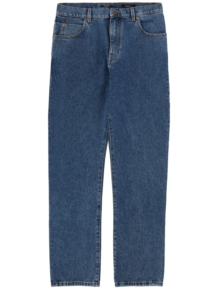 Straight-Leg Cotton Denim Jeans by Balmain