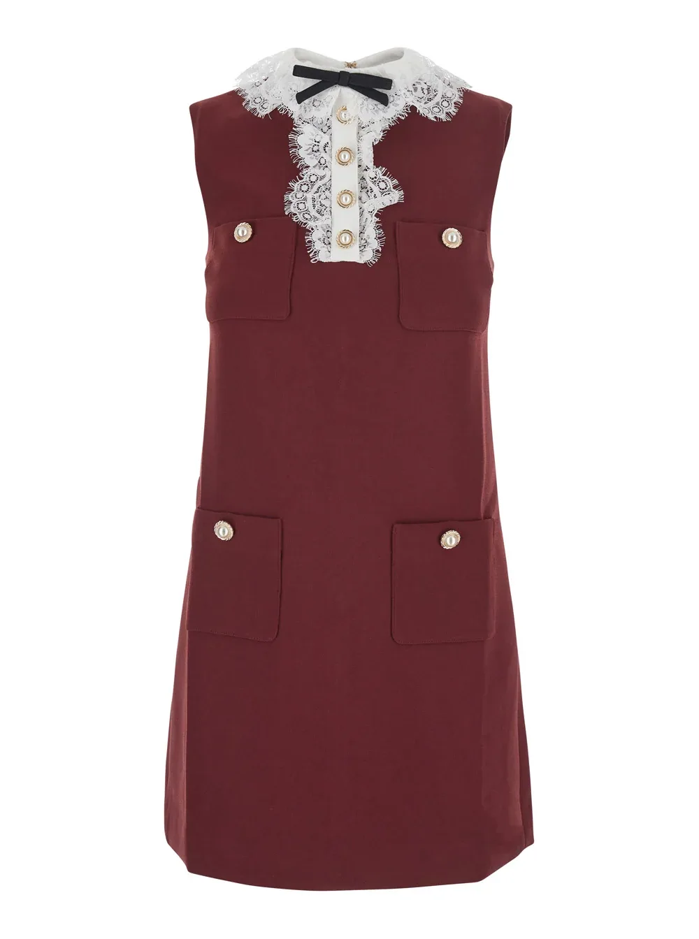 Lace-Collar Crepe Mini Dress by Self-Portrait