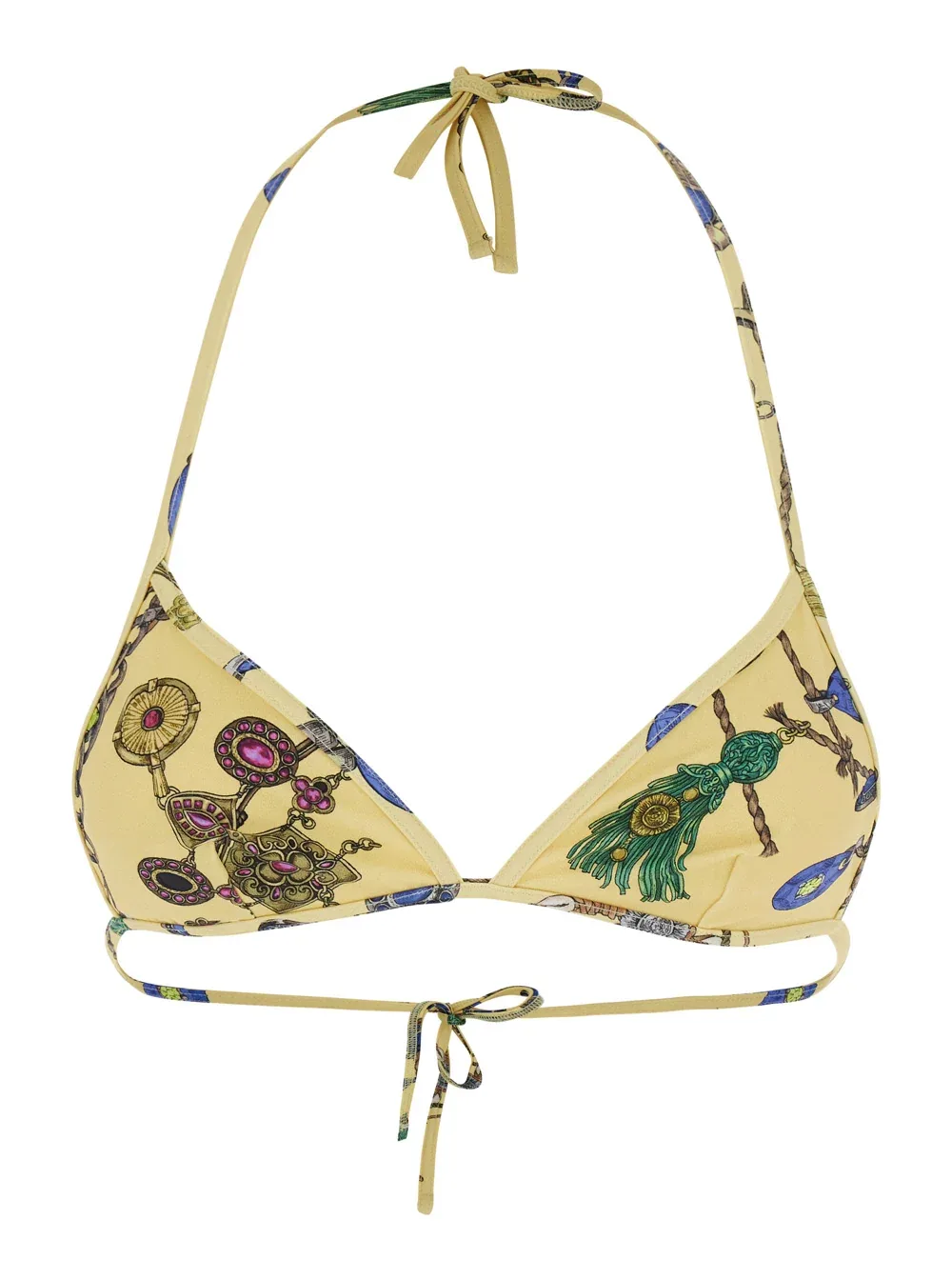 Jewellery-Print Triangle Bikini Top by Versace