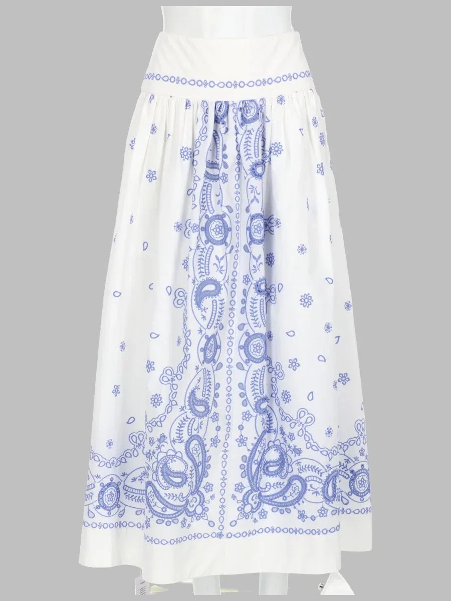 Embroidered Cotton Skirt by Self-Portrait