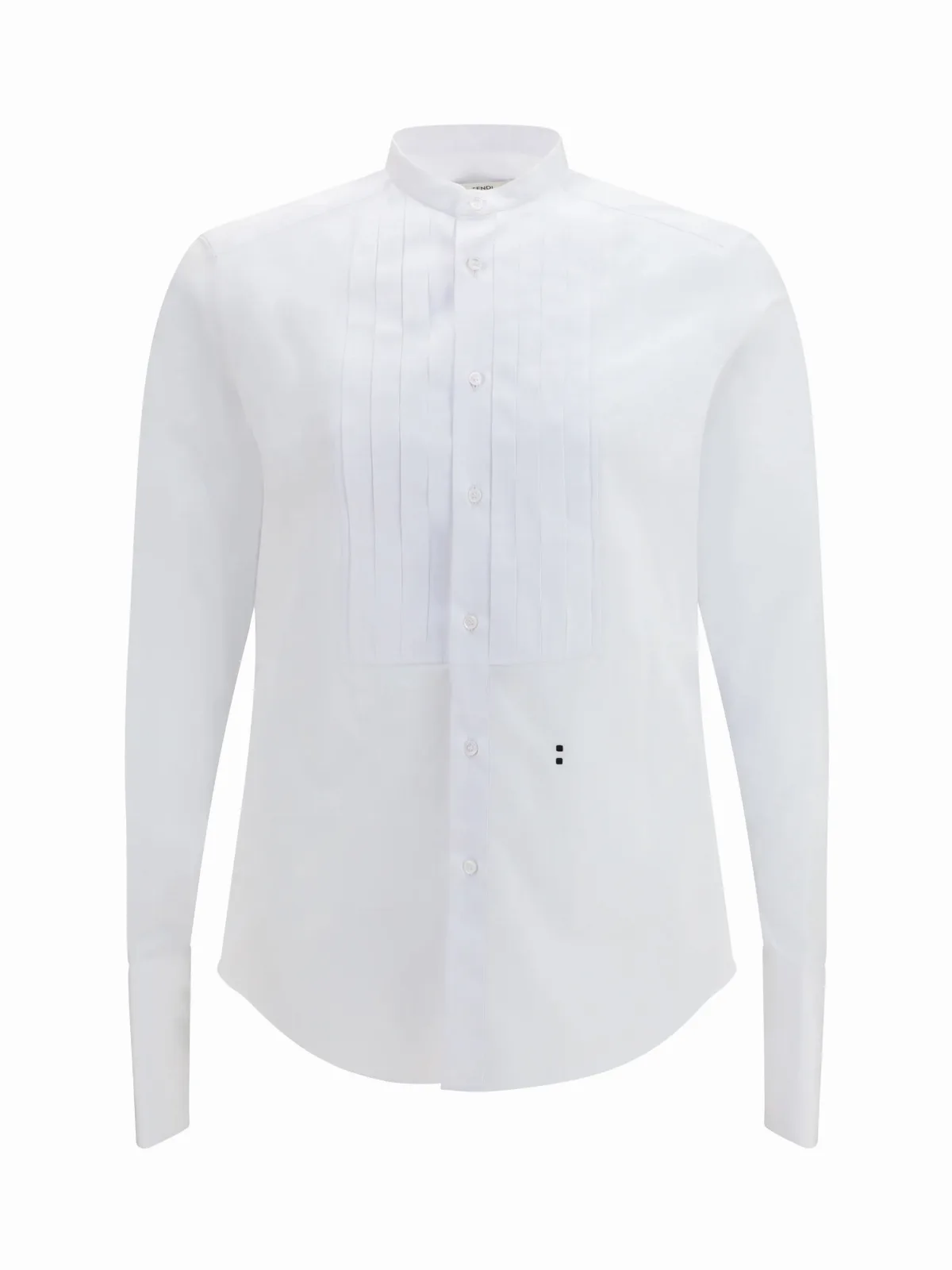 Cotton Poplin Pleated Plastron Shirt by Fendi