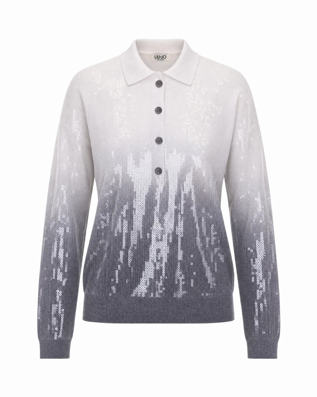 Sequin-Embellished Viscose Polo Sweater by Liu Jo