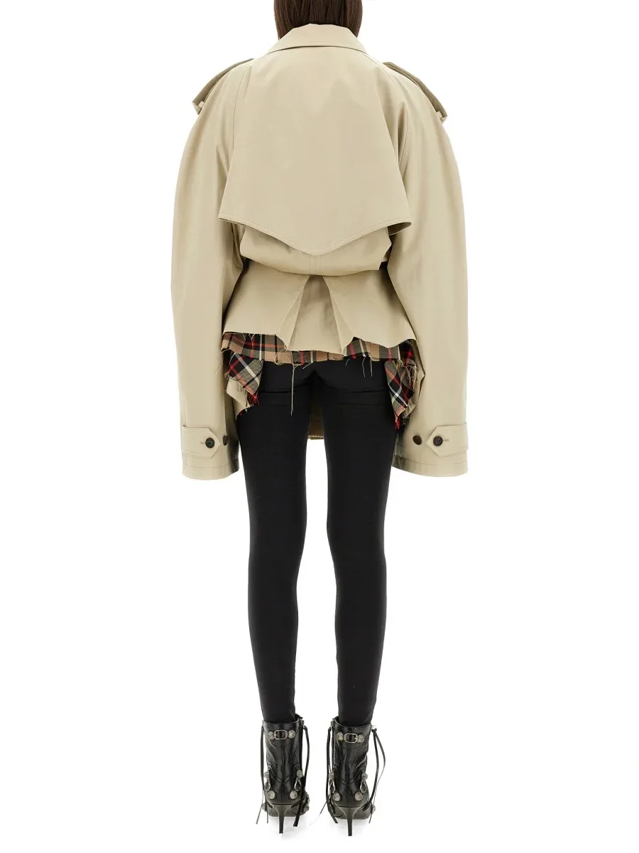 Cropped Cotton Trench Coat