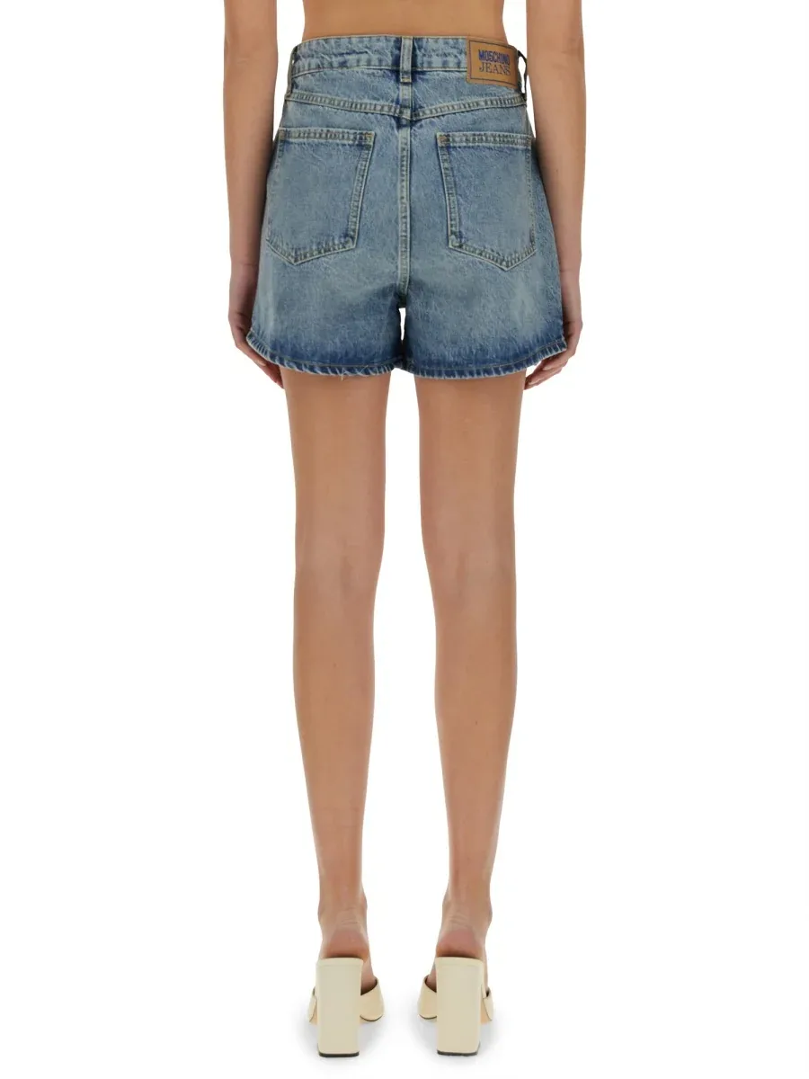 Cotton Denim Shorts by Moschino