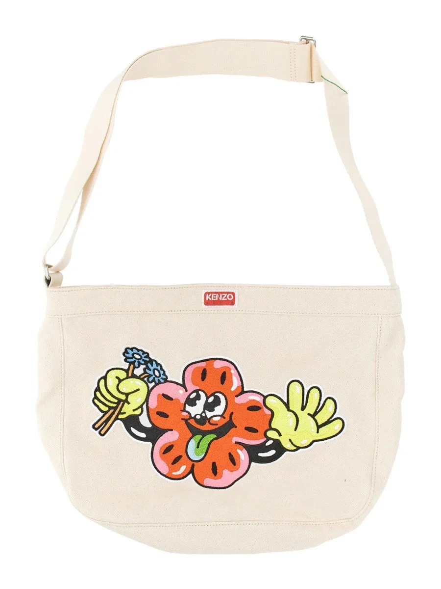 Embroidered Cotton Shoulder Bag by Kenzo