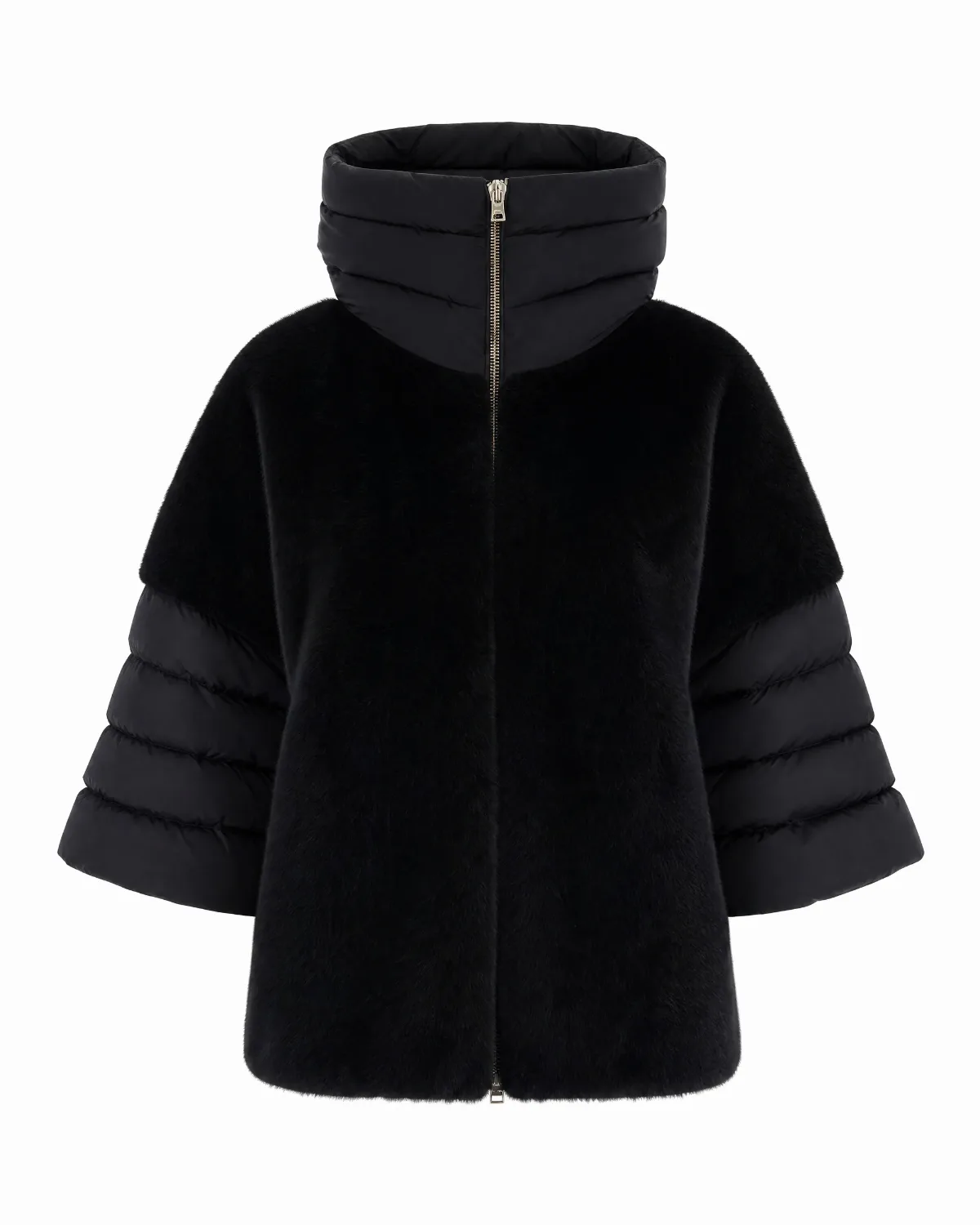 Faux Fur Sleeve Contrast Down Jacket by Herno