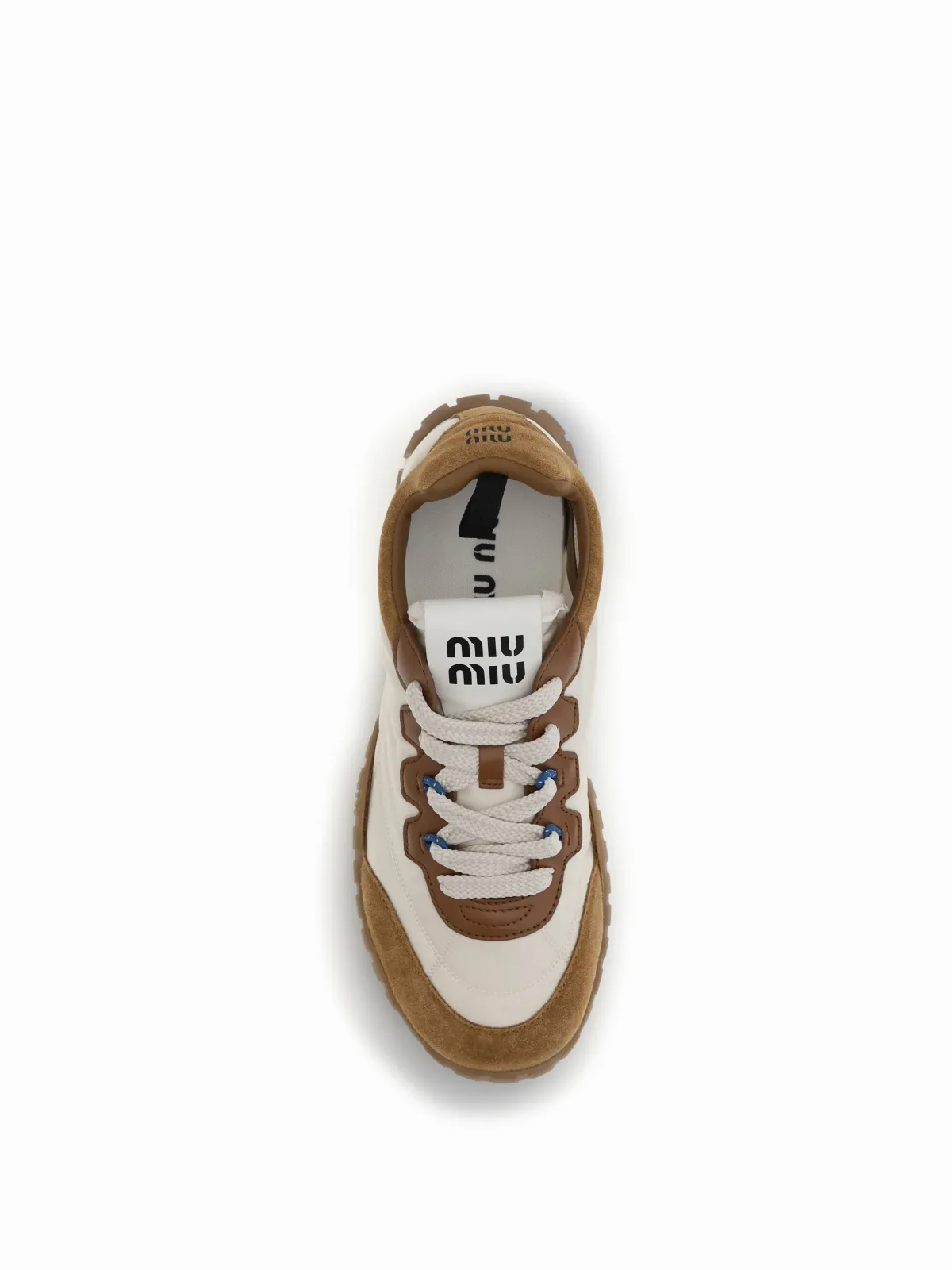 Fabric and Suede Lace-Up Sneakers by Miu Miu