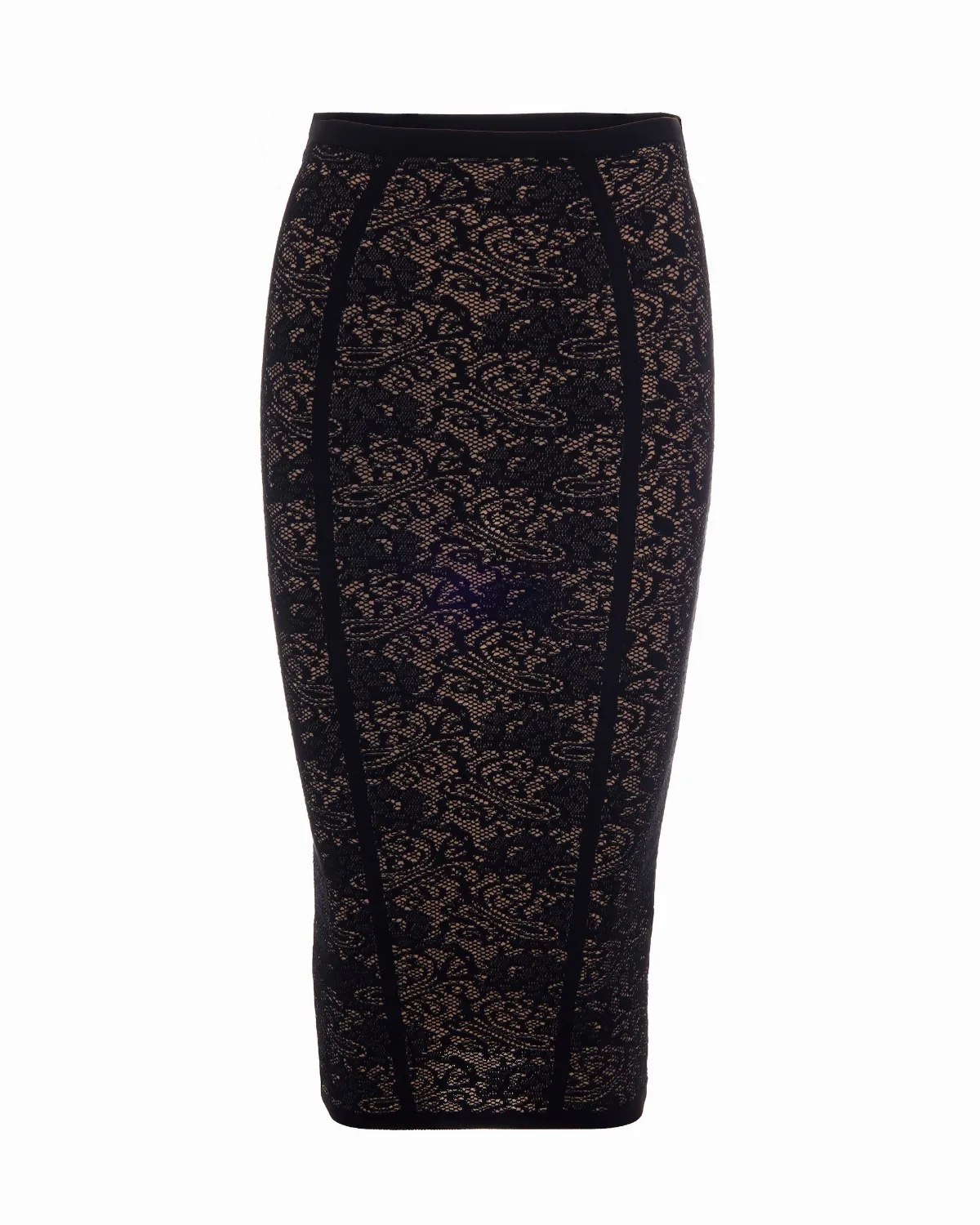 Jacquard Knit with Leather Trim Skirt by Elisabetta Franchi