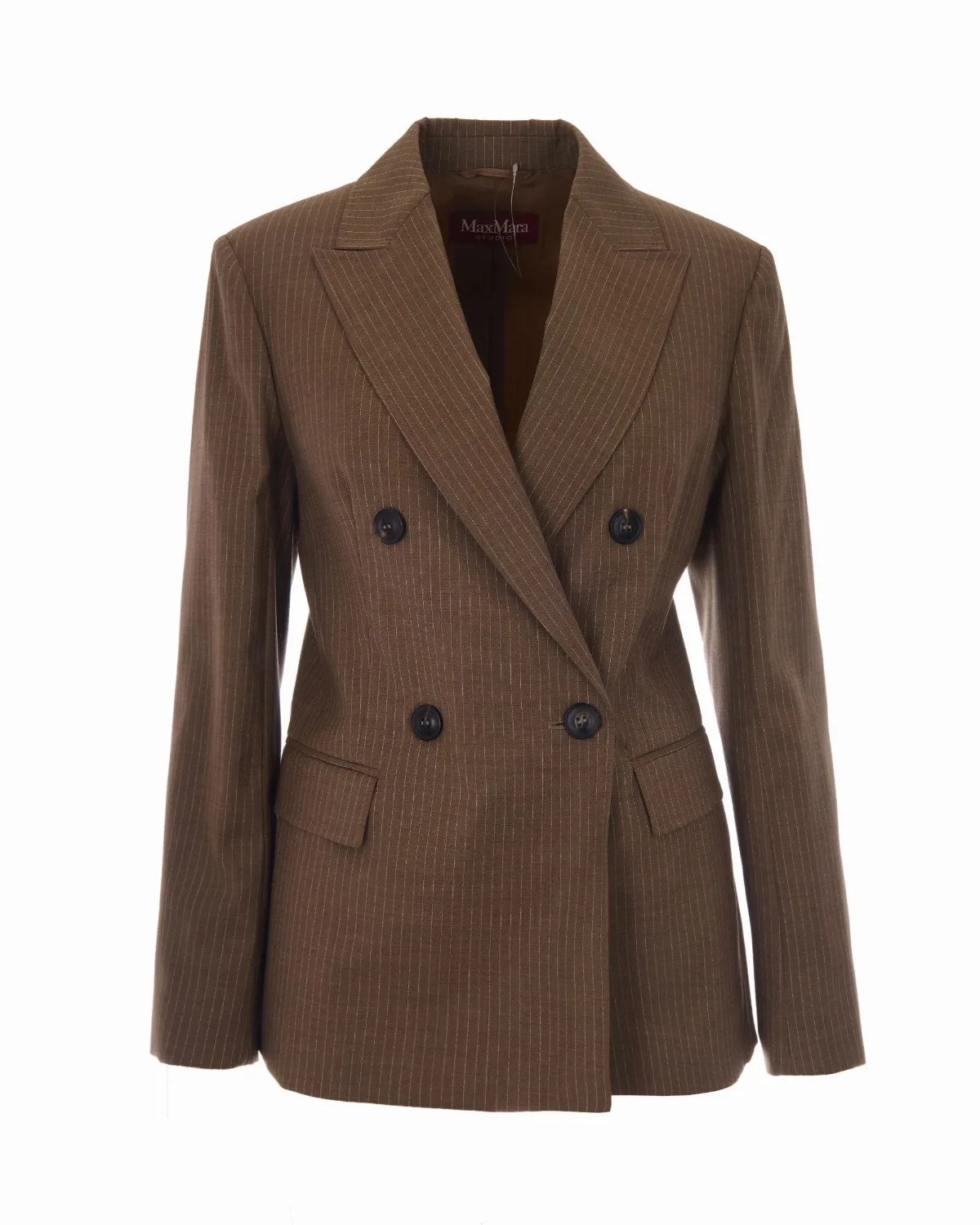 Double-Breasted Pinstripe Virgin Wool Blazer by Max Mara