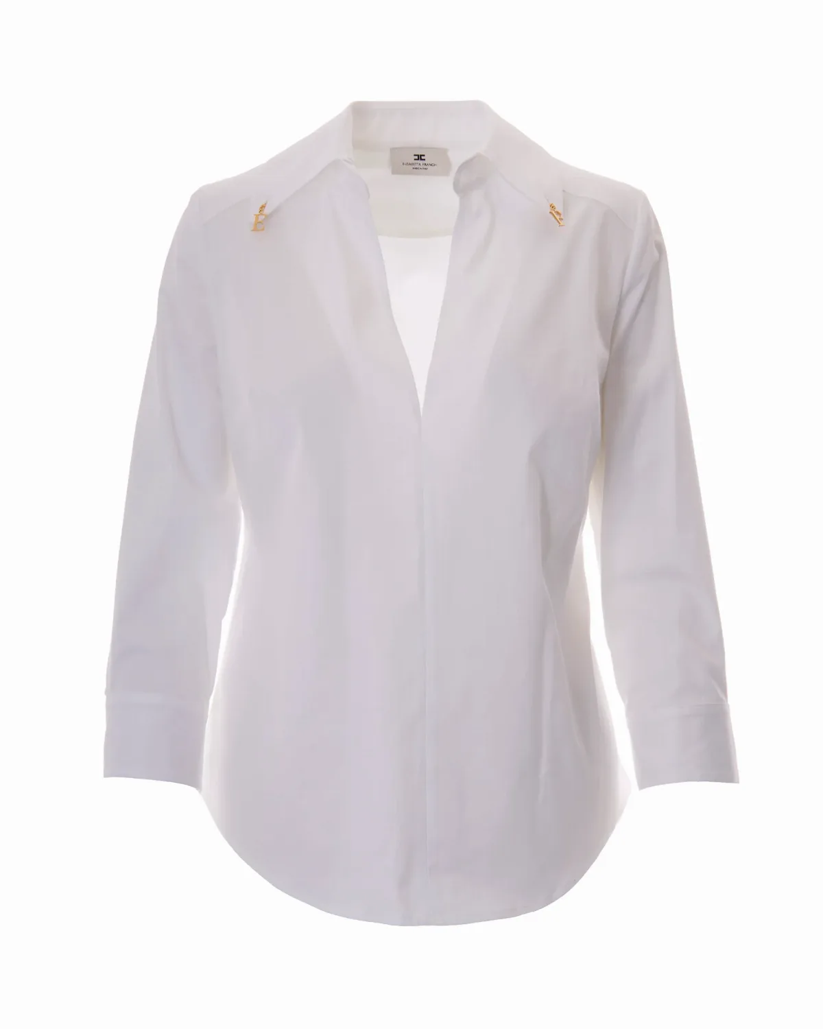 Stretch Cotton with Gold-Charm Collar Shirt by Elisabetta Franchi