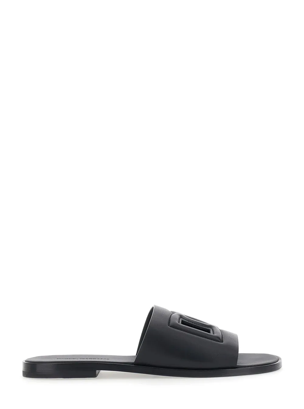 Cut-Out Logo Leather Slide by Dolce & Gabbana