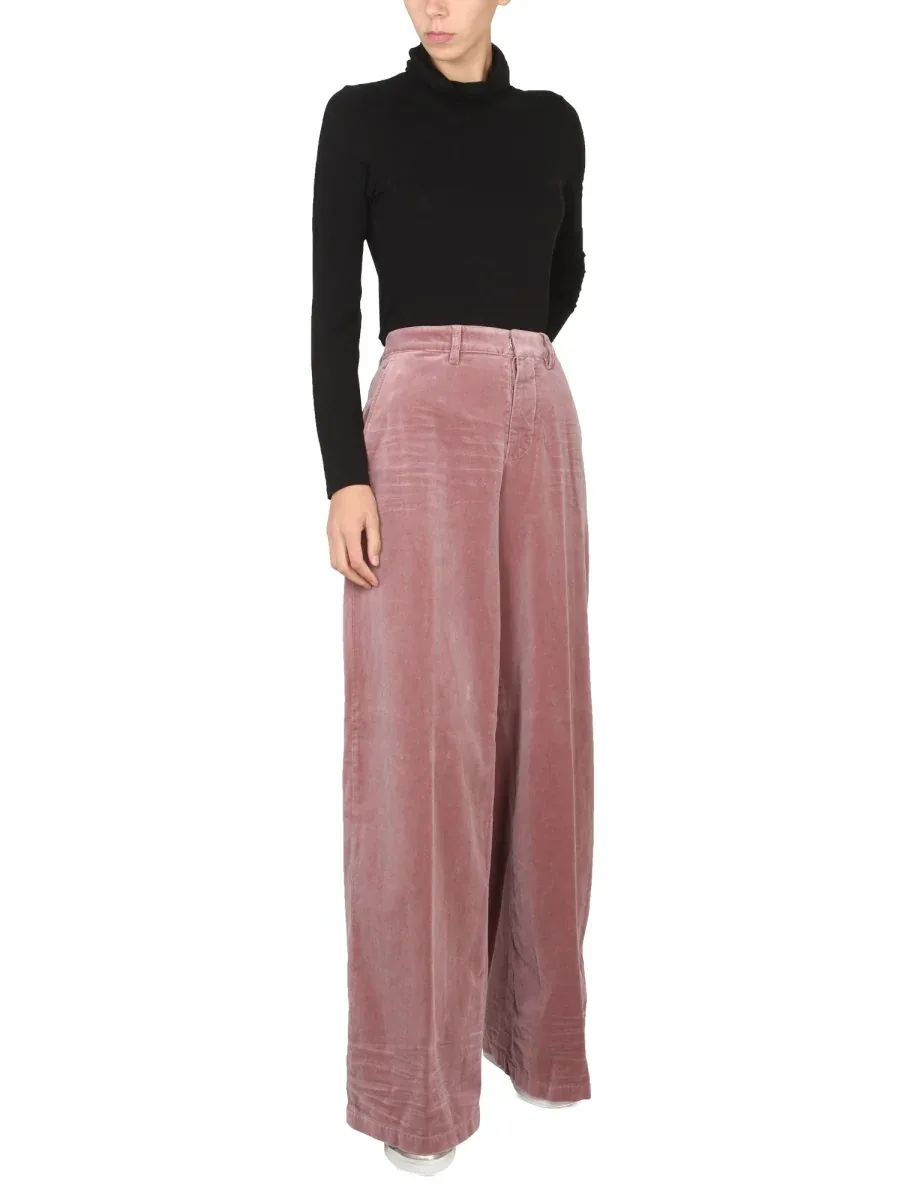 Wide Leg Cotton Blend Trousers by Dsquared2