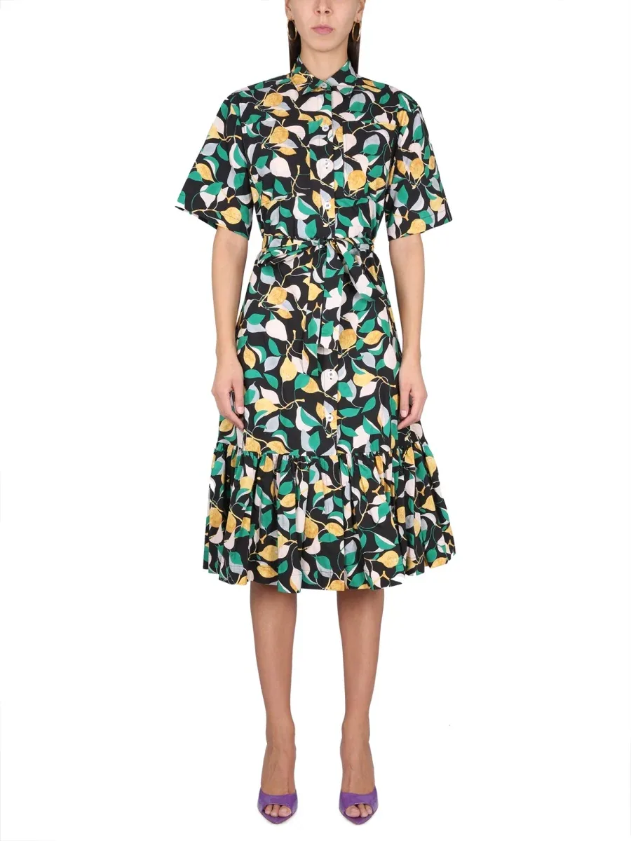 Belted Cotton Shirt Dress by La Doublej