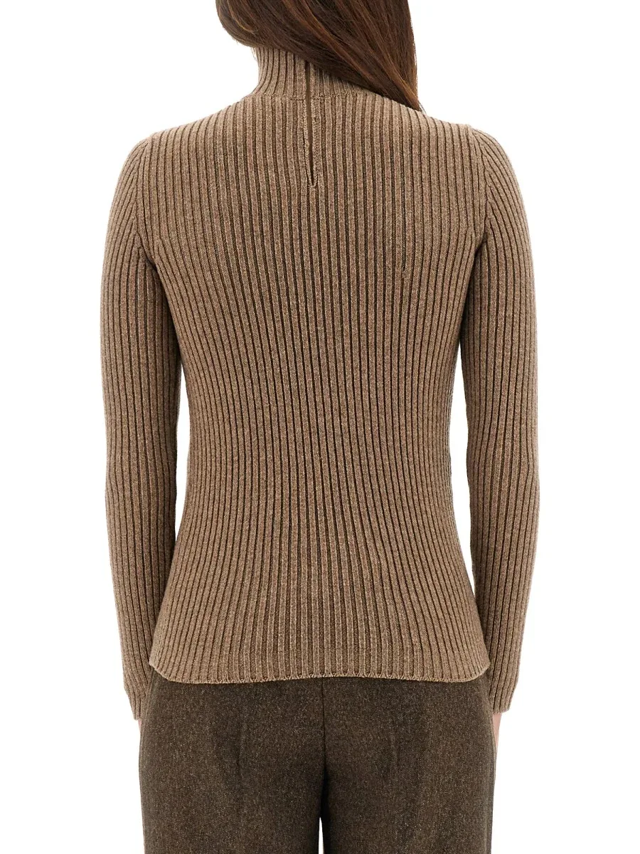 Ribbed Wool-Cashmere Turtleneck Sweater