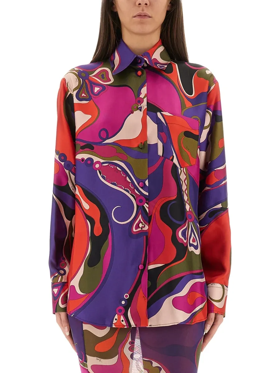 Orchid Print Silk Shirt by EMILIO PUCCI